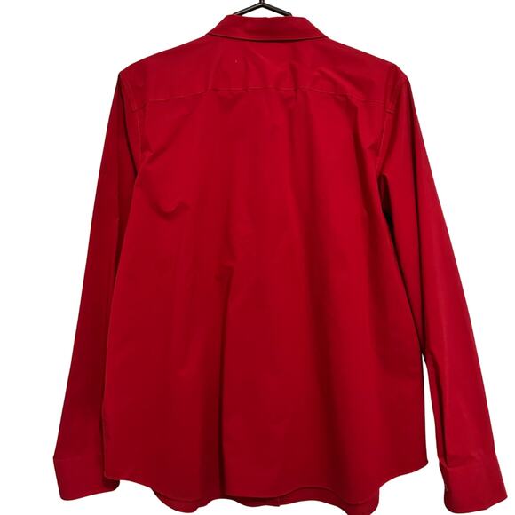Chaps Ralph Lauren XXL RED NO IRON COTTON BLOUSE BUTTON DOWN - Picture 6 of 7